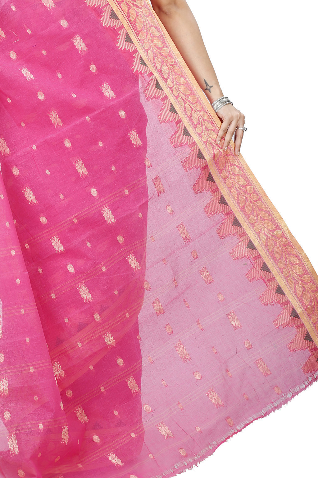 Pink Pure Cotton Gunjan Tant Saree (933)